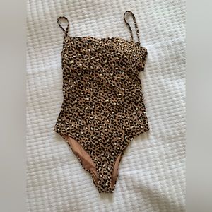 aerie leopard high cut one piece swimsuit